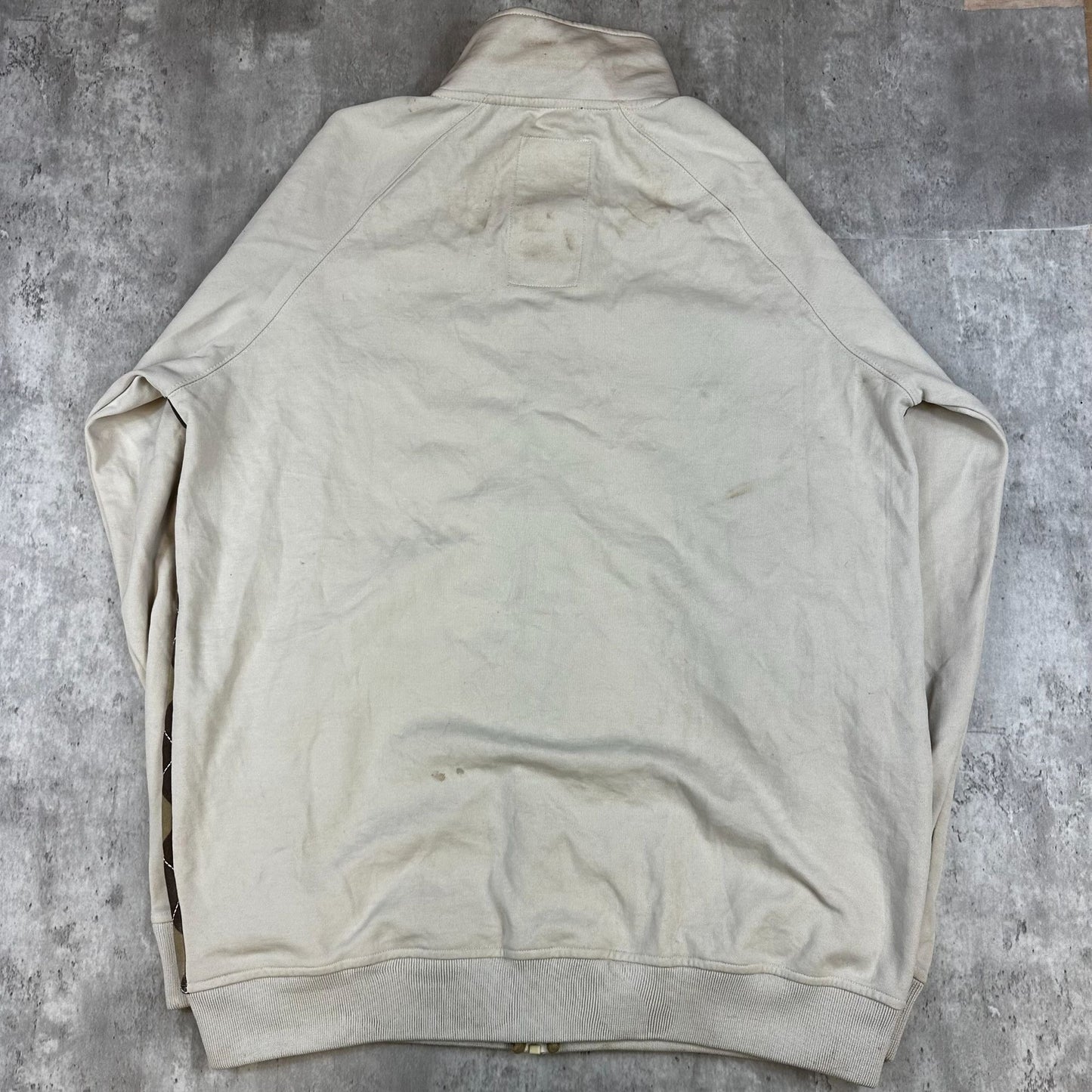 Ecko Unltd Argyle Full-Zip Sweatshirt Beige & Brown Mens Large Cotton Blend