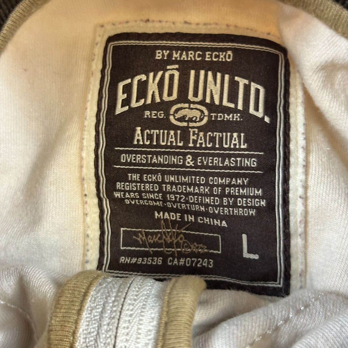 Ecko Unltd Argyle Full-Zip Sweatshirt Beige & Brown Mens Large Cotton Blend