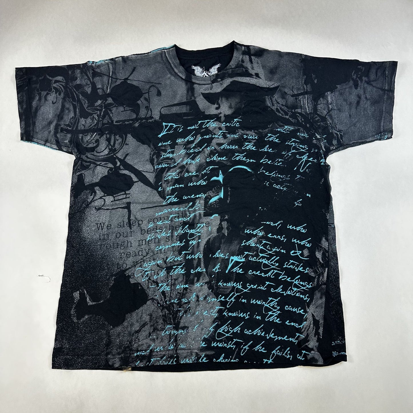 Apprime Courage Above All Graphic T-Shirt L Black & Blue 100% Cotton Printed In U.S.A.