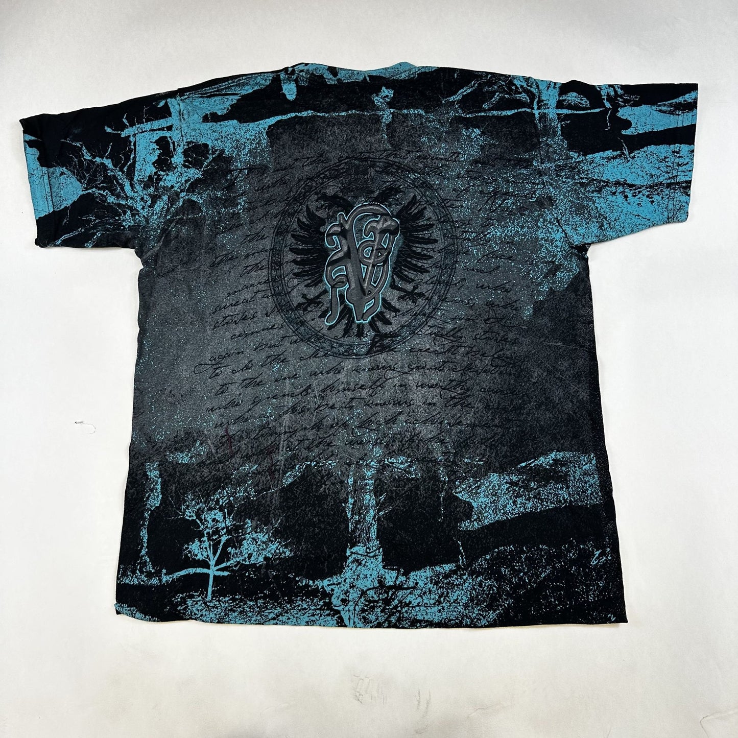 Apprime Courage Above All Graphic T-Shirt L Black & Blue 100% Cotton Printed In U.S.A.