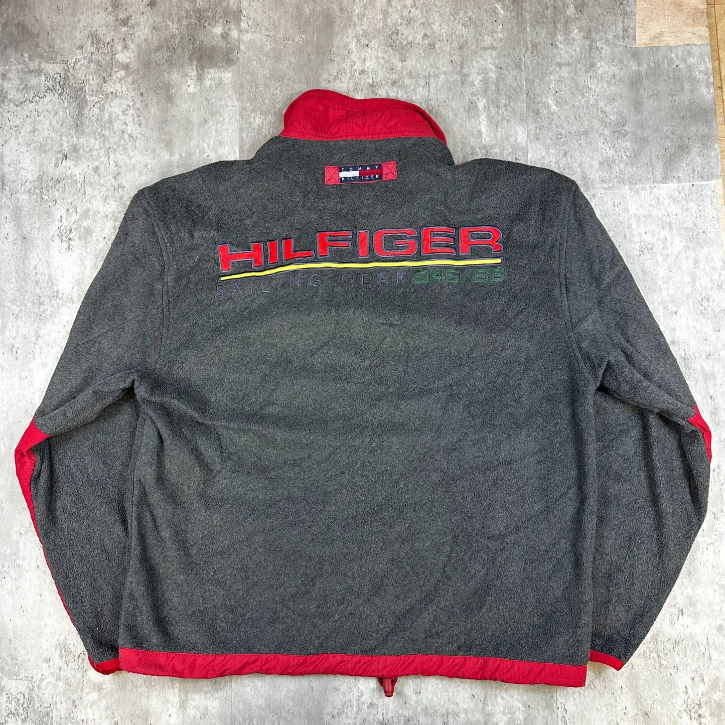 Tommy Hilfiger Mens Outdoor Fleece Jacket Gray/Red Size L