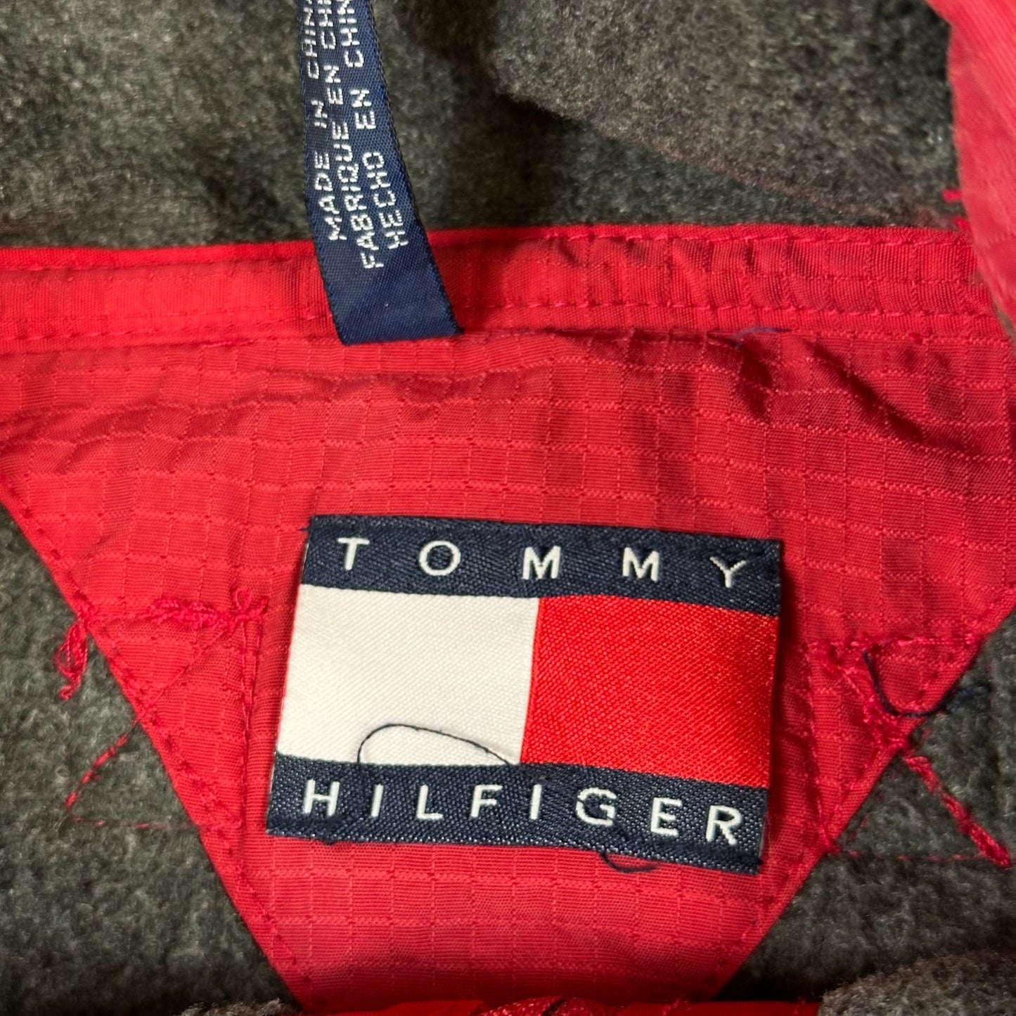 Tommy Hilfiger Mens Outdoor Fleece Jacket Gray/Red Size L