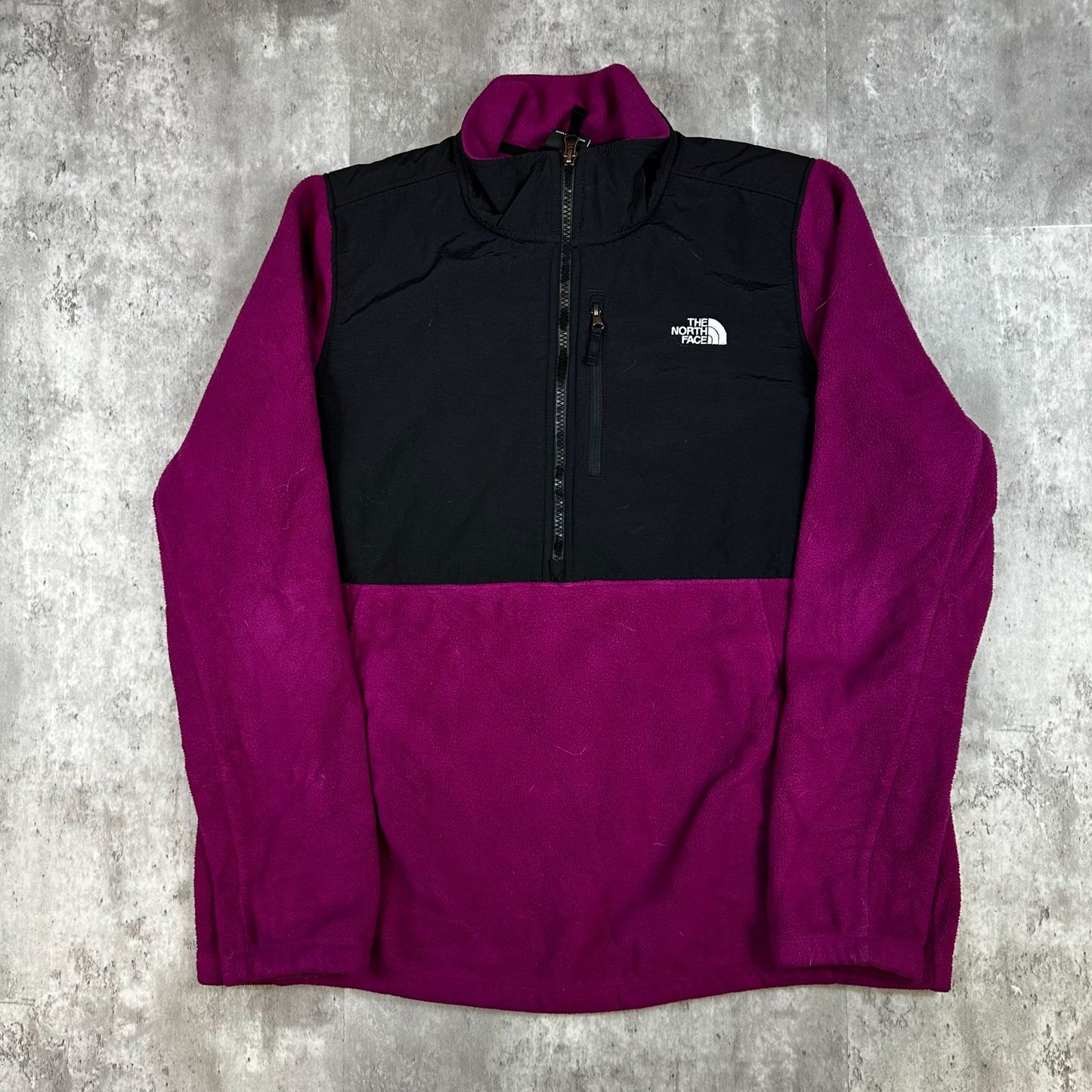 The North Face Womens XL Black & Purple Fleece Quarter-Zip Pullover Jacket