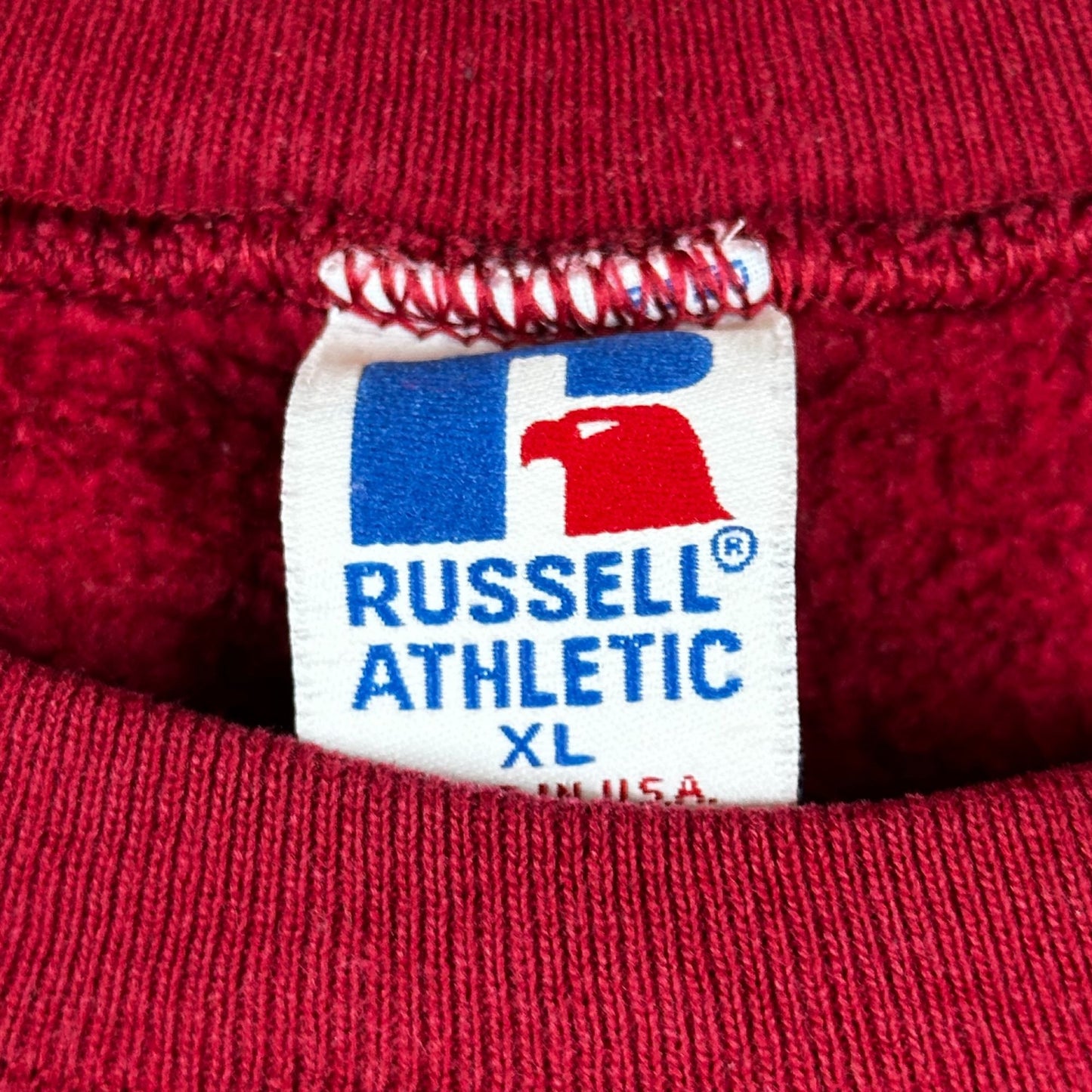 Russell Athletic XL Maroon Sweatshirt With Small Pig Embroidery Crewneck Pullover Made In USA