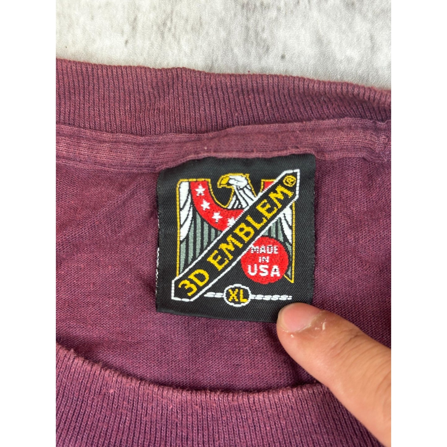 Vintage 3D Emblem XL Maroon T-Shirt Ride With The Wind Eagle Graphic Made In USA