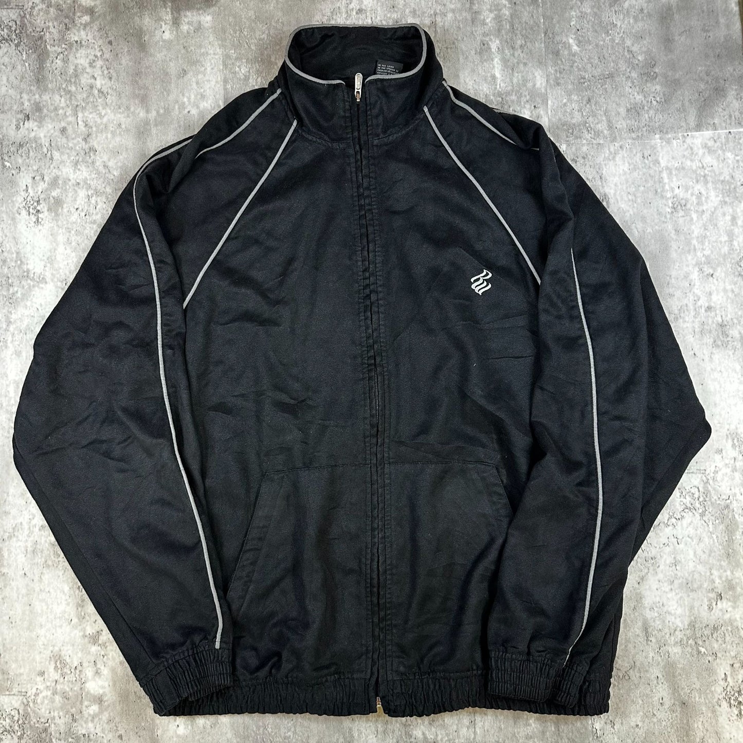 Rocawear Black Track Jacket L Full Zip Retro Style Polyester Mens Outerwear