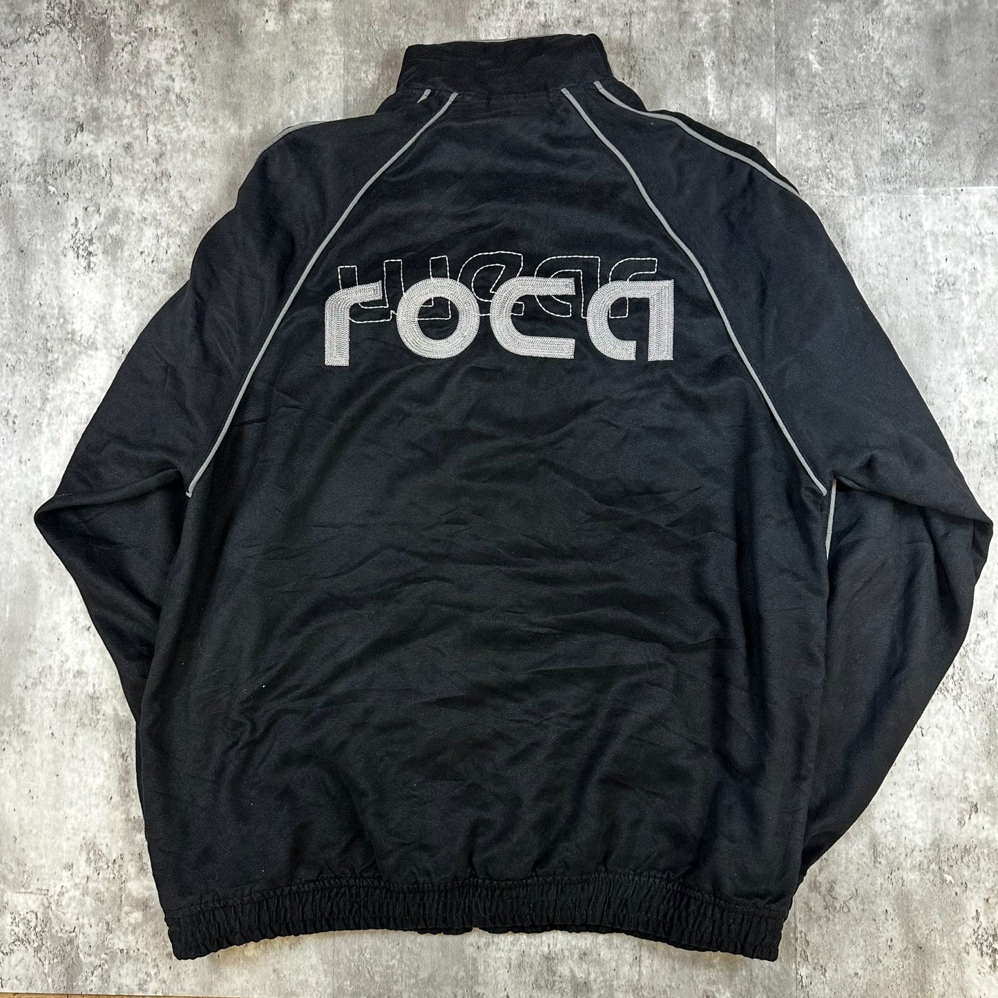 Rocawear Black Track Jacket L Full Zip Retro Style Polyester Mens Outerwear