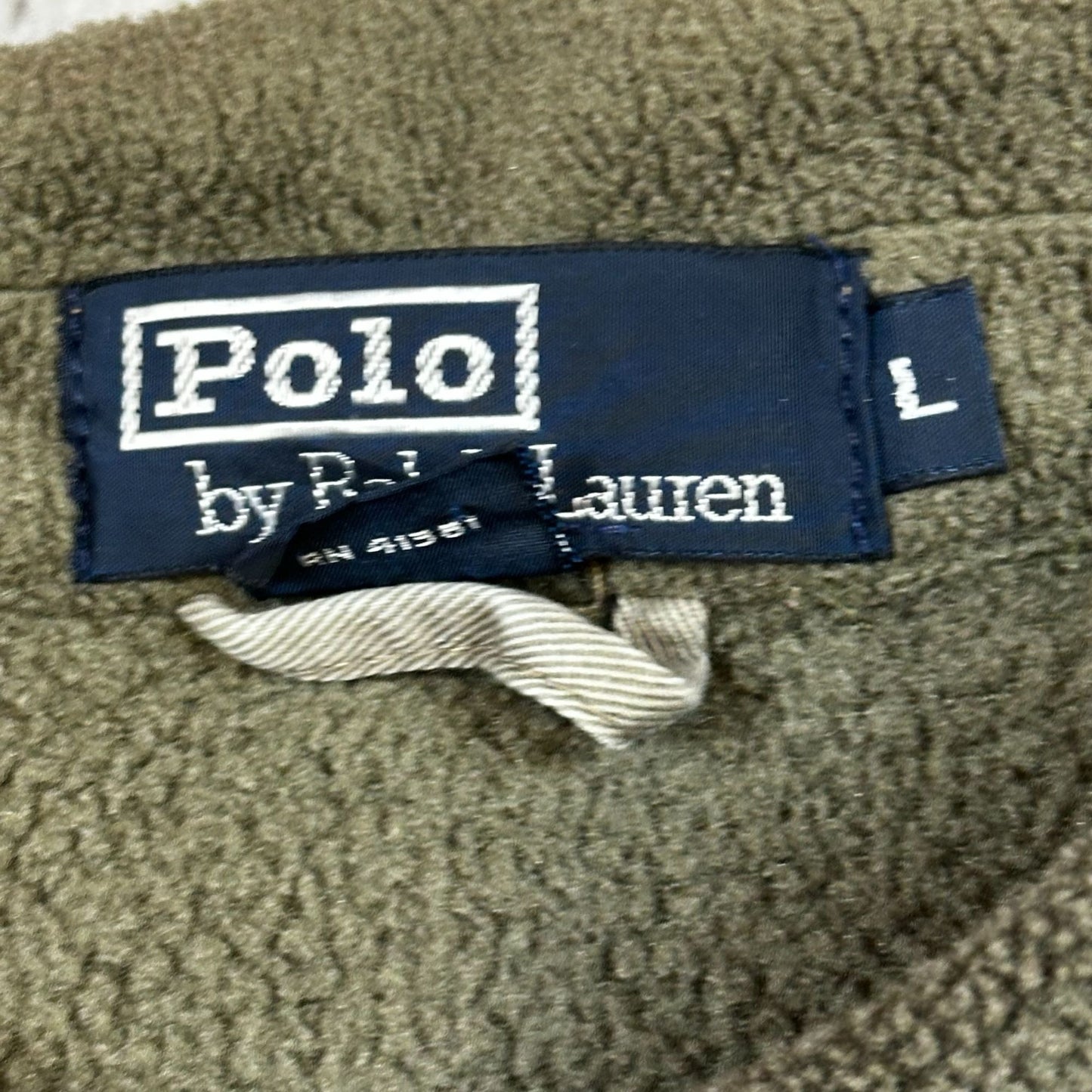 Polo By Ralph Lauren Olive Green Fleece Pullover Sweatshirt With Quarter Button & Pocket L