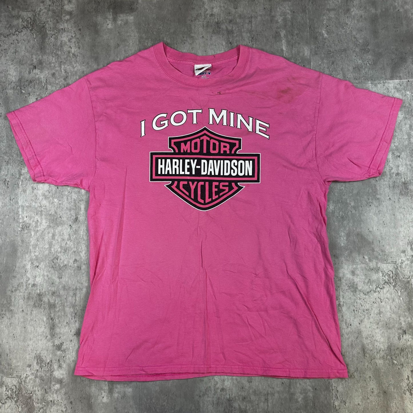 Harley-Davidson Pink Graphic T-Shirt L Hanes Beefy-T Cotton Wichita Falls TX