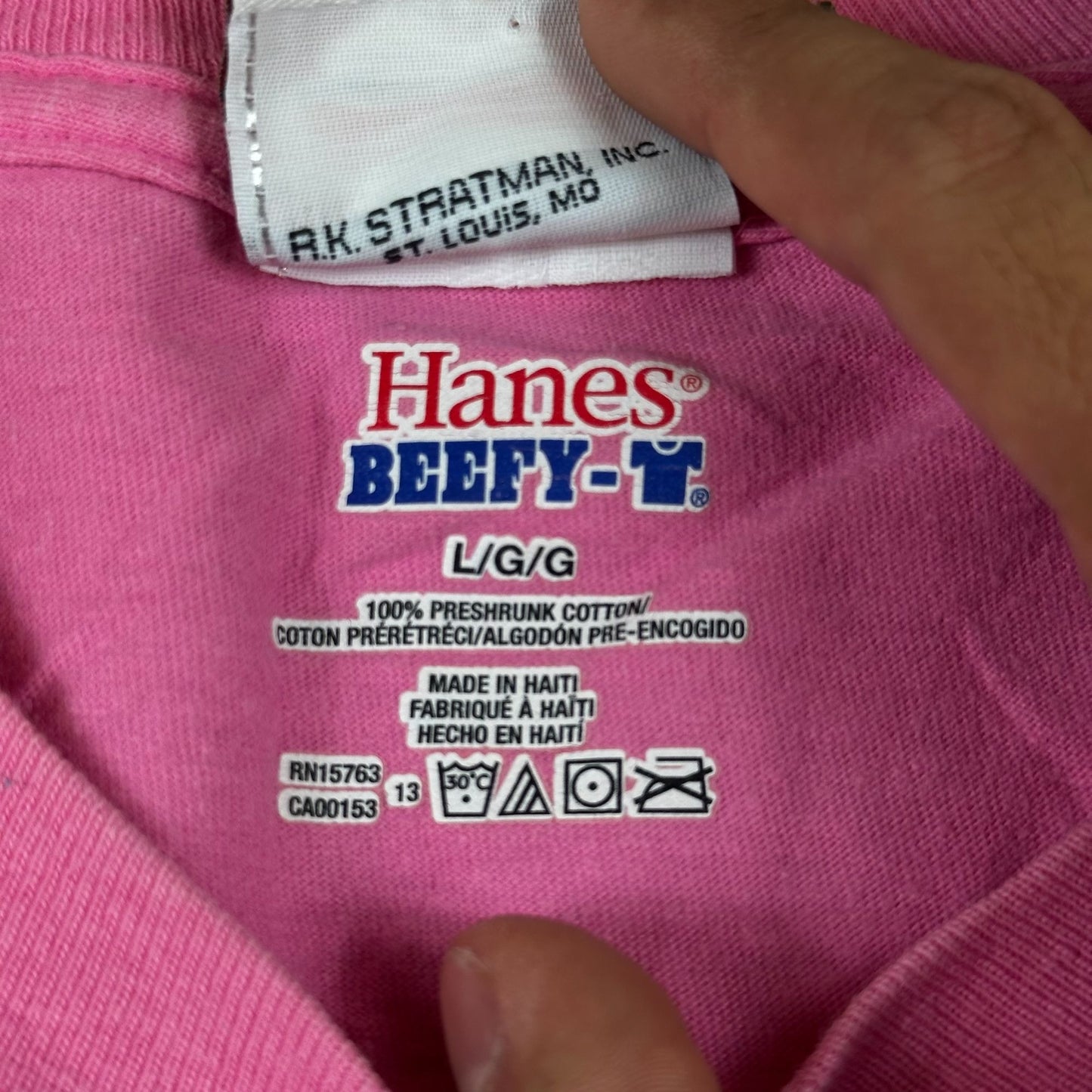 Harley-Davidson Pink Graphic T-Shirt L Hanes Beefy-T Cotton Wichita Falls TX