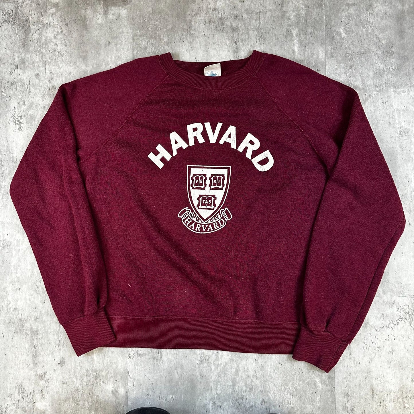 Vintage Bassett Walker Harvard Sweatshirt Made In USA Maroon Crewneck Size L