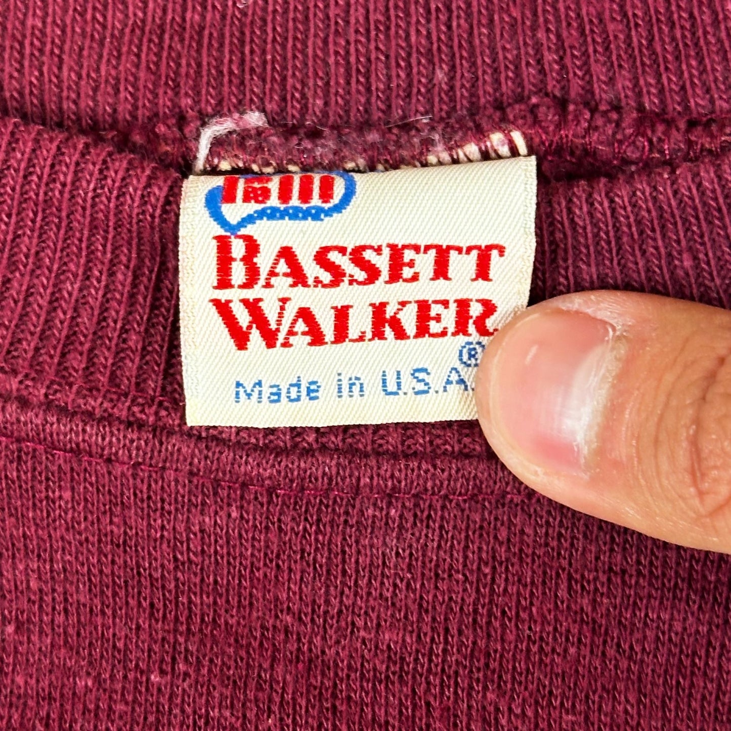 Vintage Bassett Walker Harvard Sweatshirt Made In USA Maroon Crewneck Size L