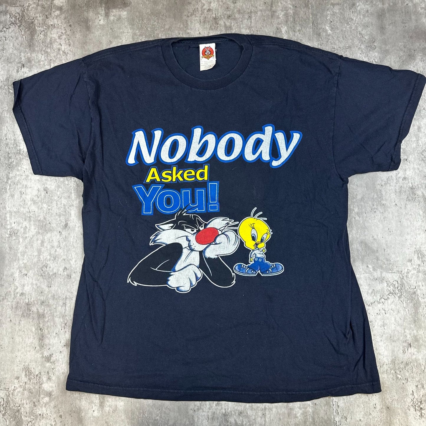 Vintage Navy Blue Looney Tunes "Nobody Asked You Tee" (XL)
