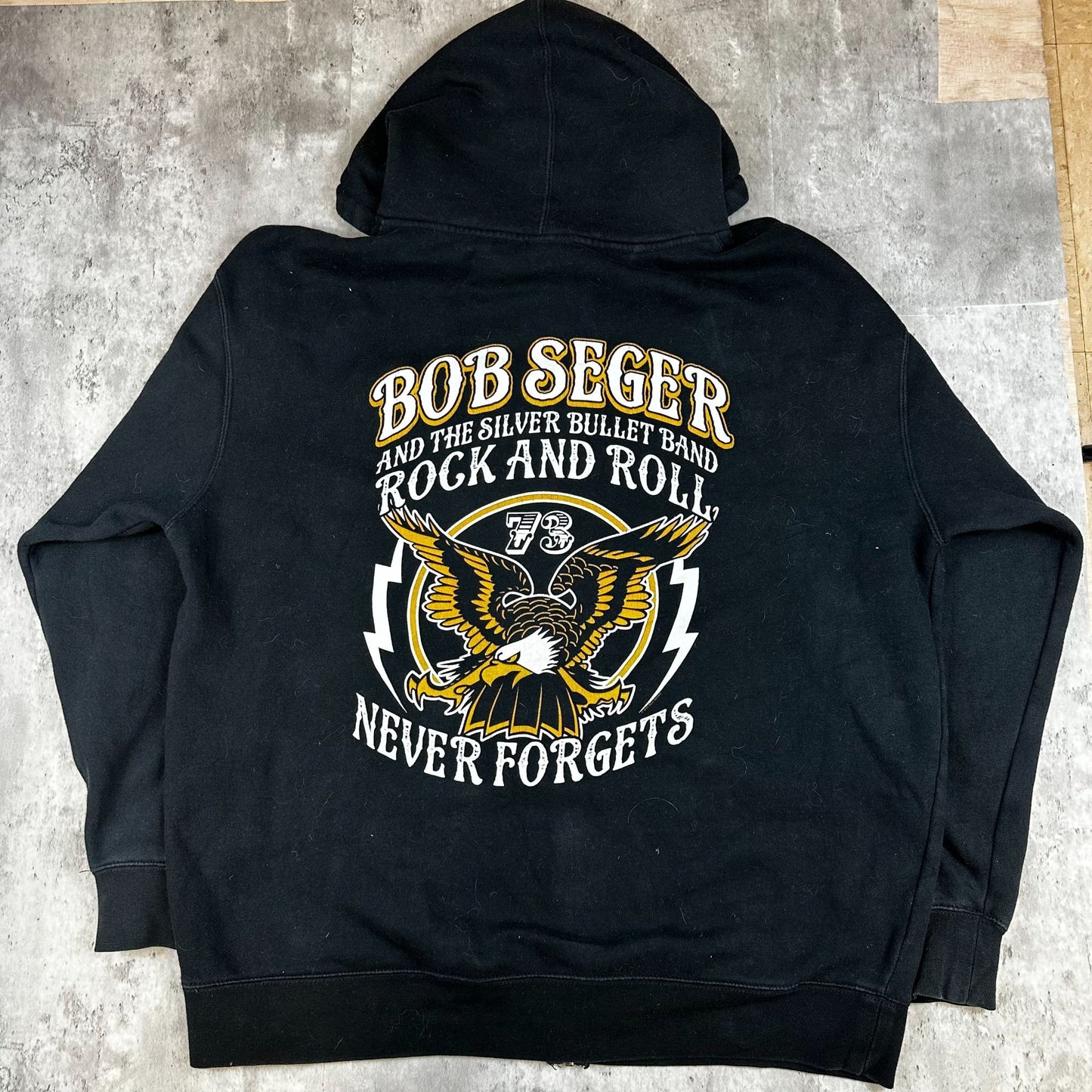 Bob Seger Rock & Roll Band Black Hoodie XL Cotton Blend Zip-Up Sweatshirt With Pockets