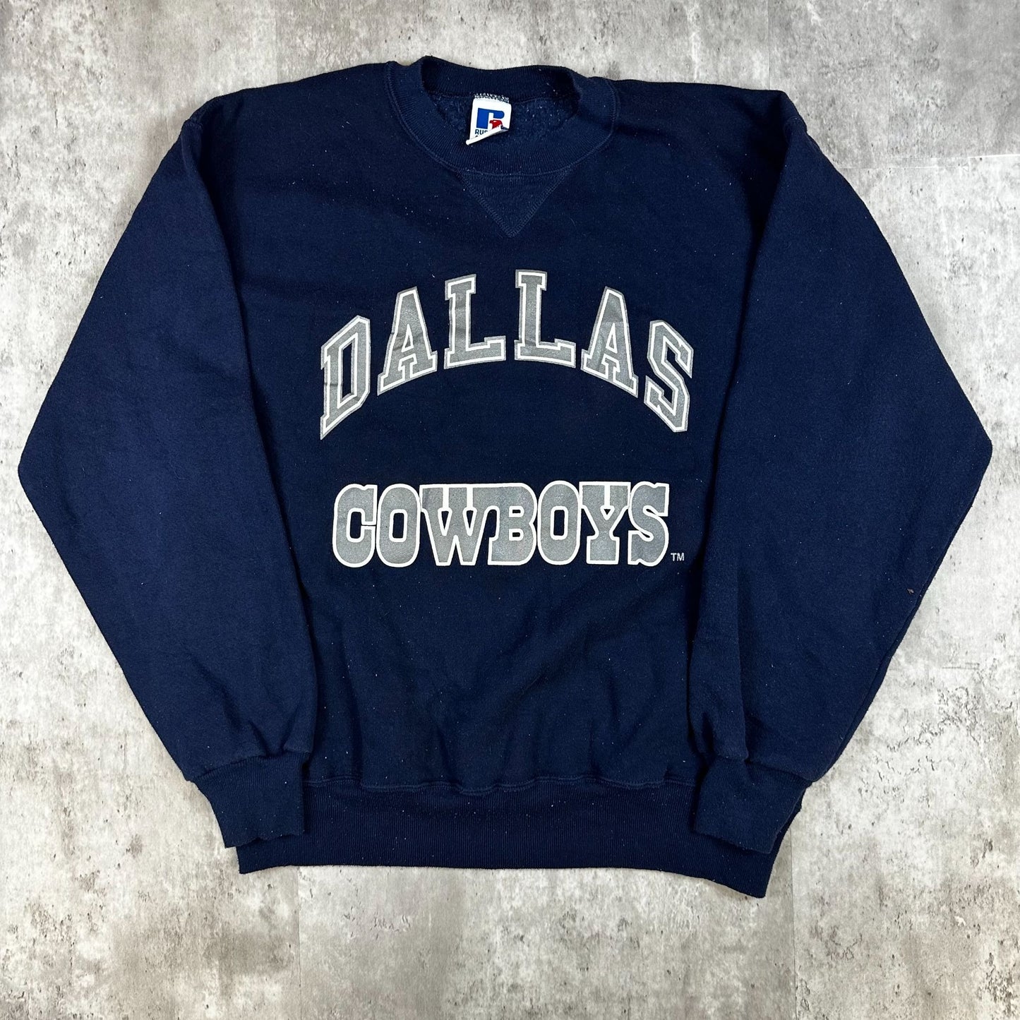 Dallas Cowboys Russell Athletic Navy Sweatshirt Large Made In USA Crewneck Pullover