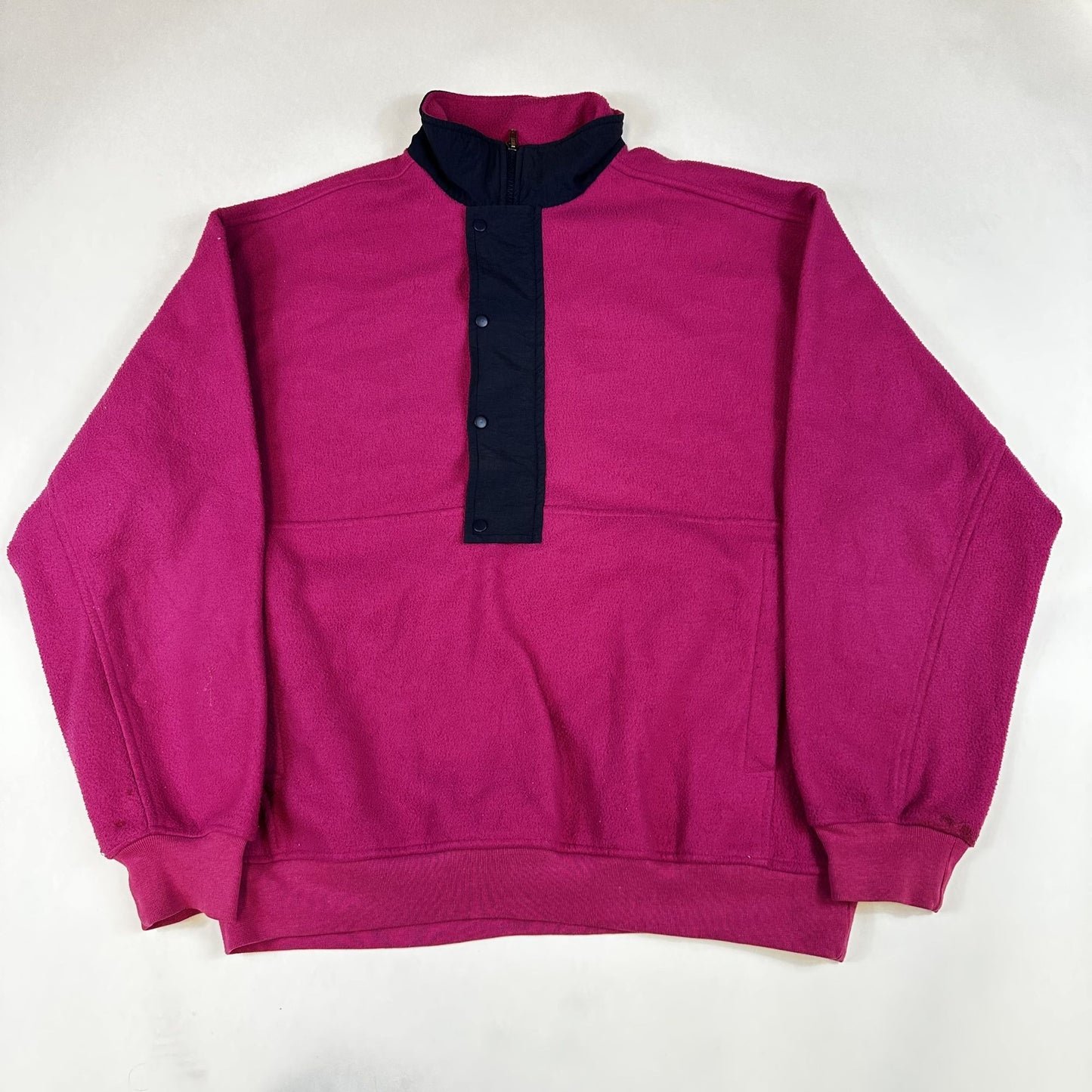 Gap Vintage Magenta Fleece Pullover Sweatshirt With Snap Closure & High Collar Mens M