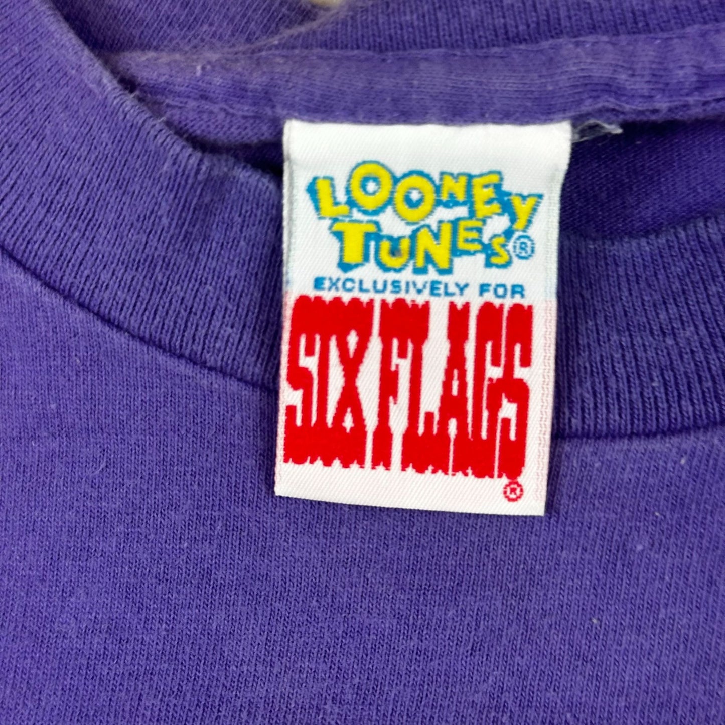 Looney Tunes Six Flags Yosemite Sam Graphic Tee Purple Cotton Unisex