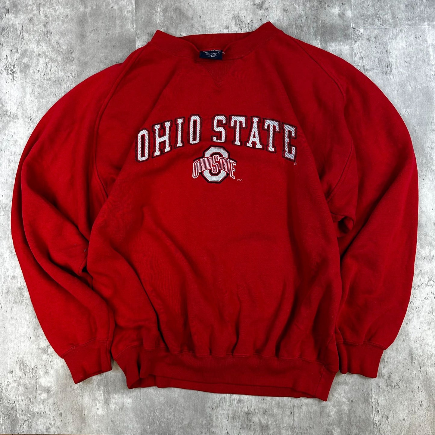 Ohio State Red Crewneck Sweatshirt Mens Large By Savvy 55% Polyester 45% Cotton Made In China