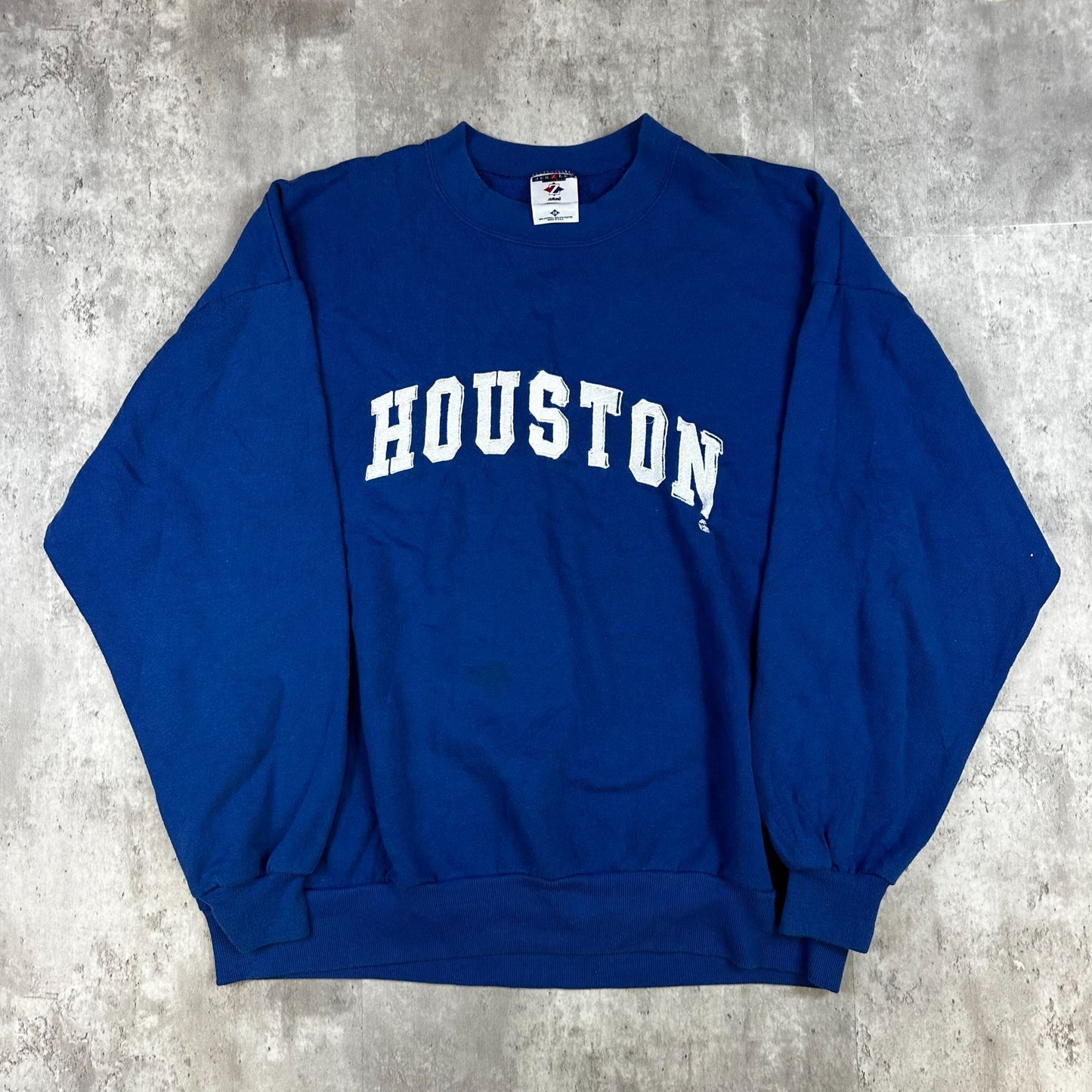 Vintage Jerzees Houston Sweatshirt 2X Blue 50/50 Cotton Polyester USA Made Pullover Crewneck