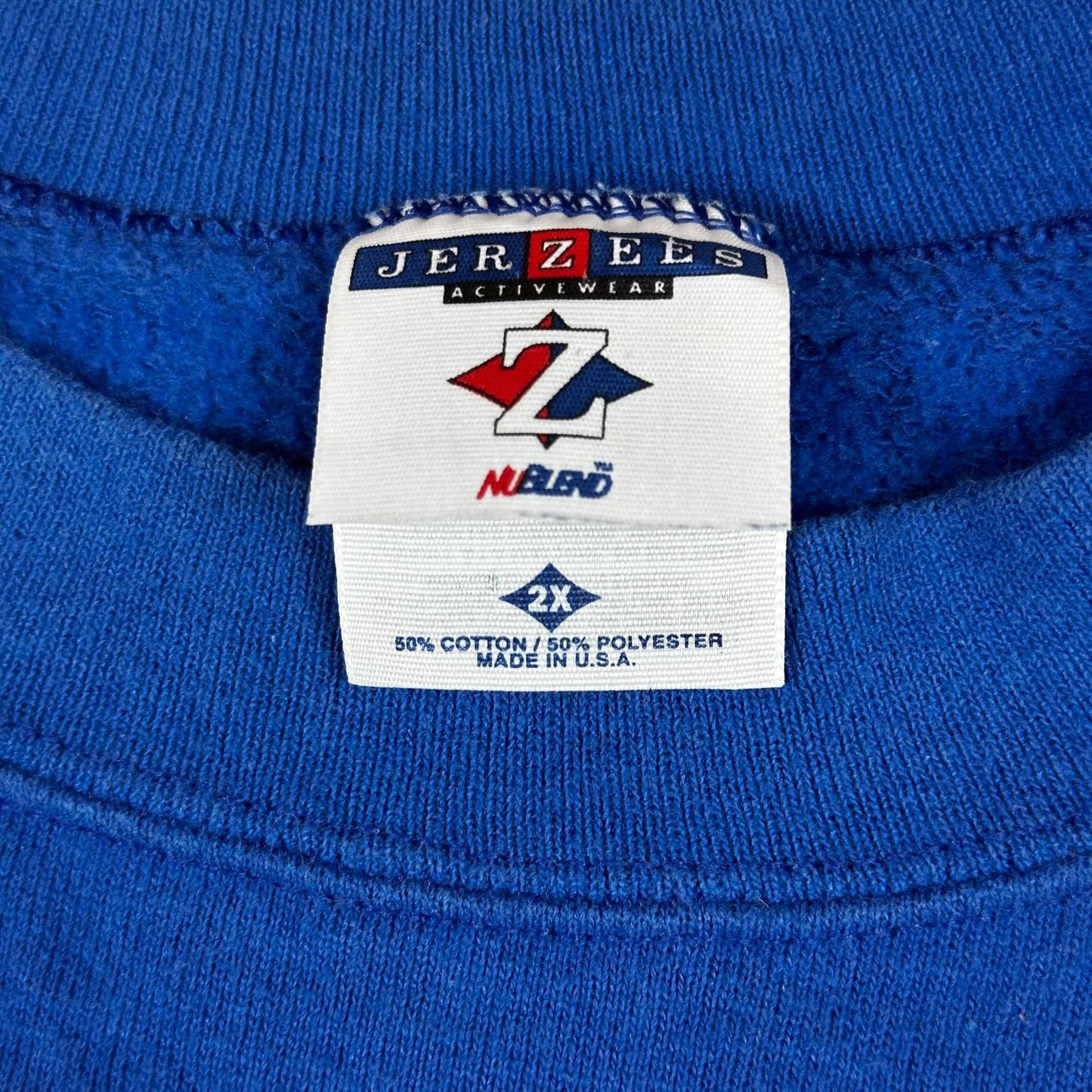 Vintage Jerzees Houston Sweatshirt 2X Blue 50/50 Cotton Polyester USA Made Pullover Crewneck