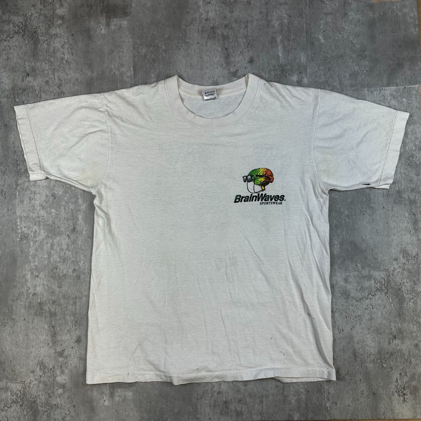 Vintage Fruit Of The Loom BrainWaves Sanibel Island FL Graphic T-Shirt L White 100% Cotton USA Made