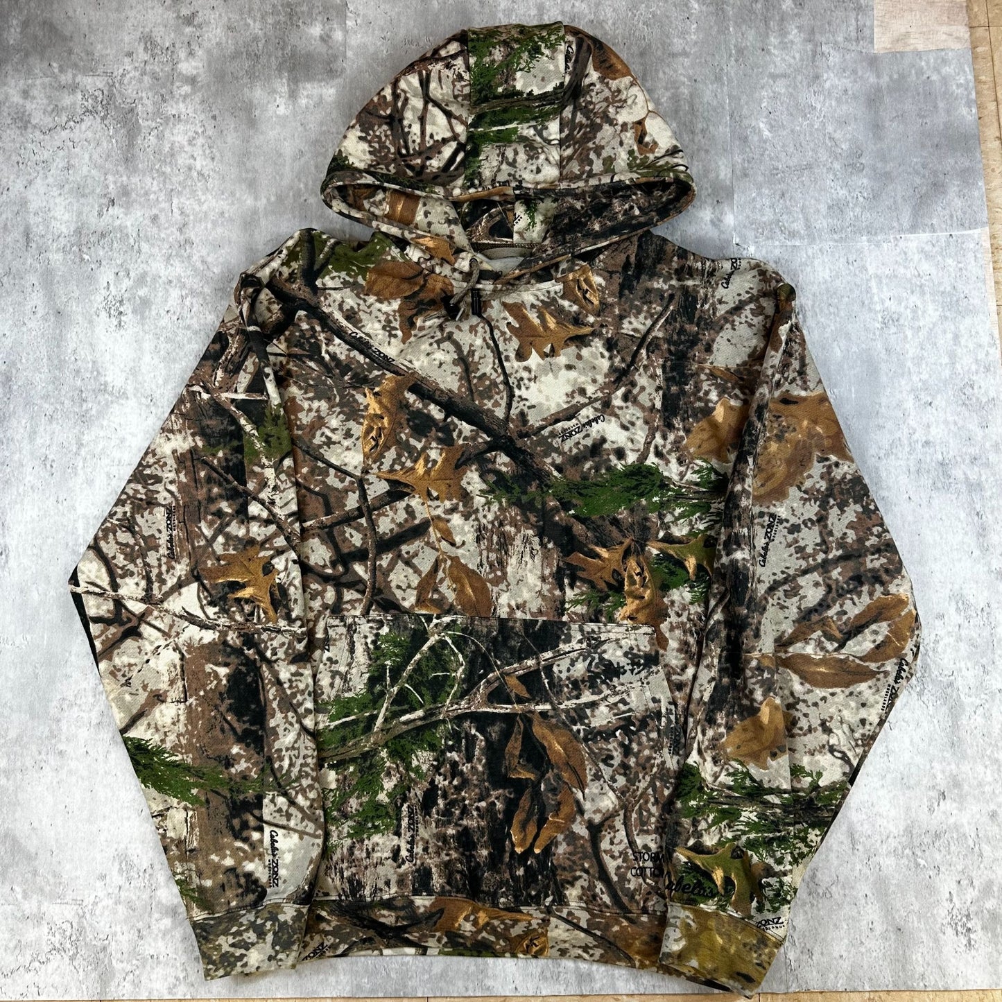 Cabelas Mens Camouflage Hoodie L/G Outdoor Hunting Pullover Fleece Warm Long Sleeve