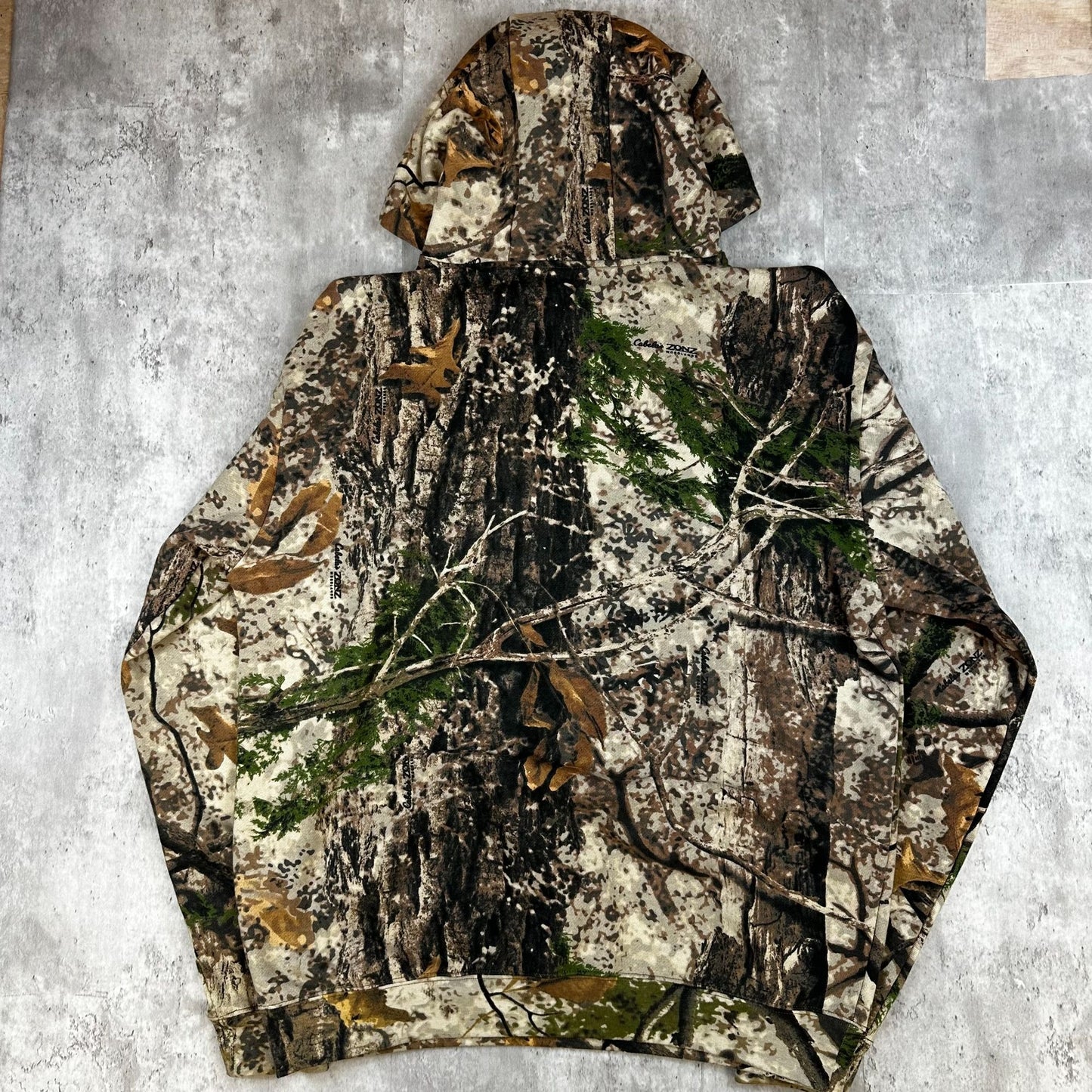 Cabelas Mens Camouflage Hoodie L/G Outdoor Hunting Pullover Fleece Warm Long Sleeve