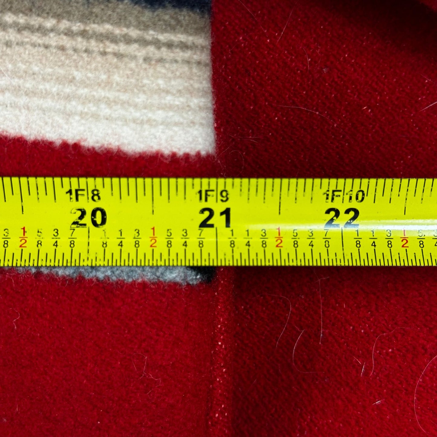 Pendleton Western Wear Red Wool Jacket With Southwestern Stripe Back Design & Full Zip Closure