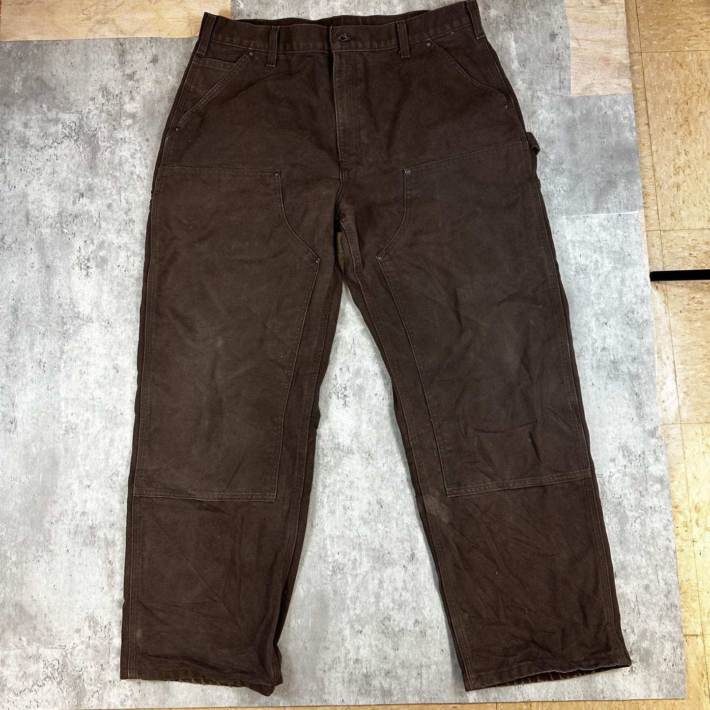 Carhartt Brown Cotton Duck Work Pants 38x30 Dungaree Fit Durable & Functional