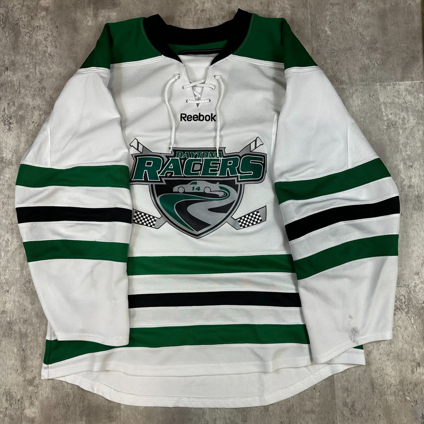 Reebok Green & White Daytona Racers StateFarm 88 Hockey Jersey Size M