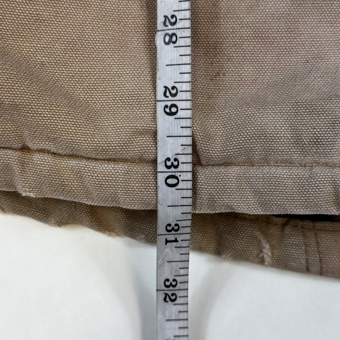 Carhartt Mens Distressed Tan Canvas Jacket W/ Brown Collar