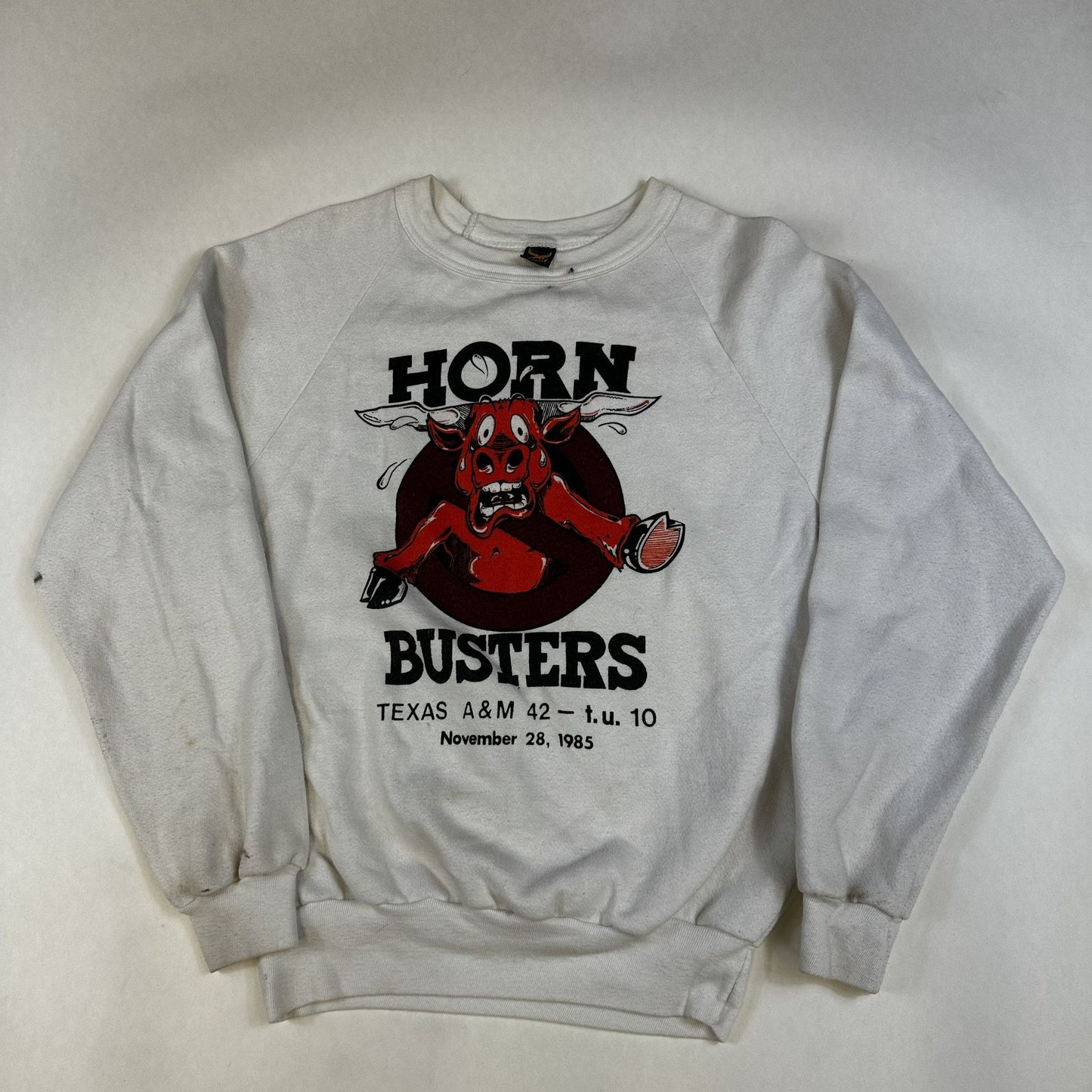 Vintage 1985 Texas A&M Horn Busters Sweatshirt Cotton Crewneck White M