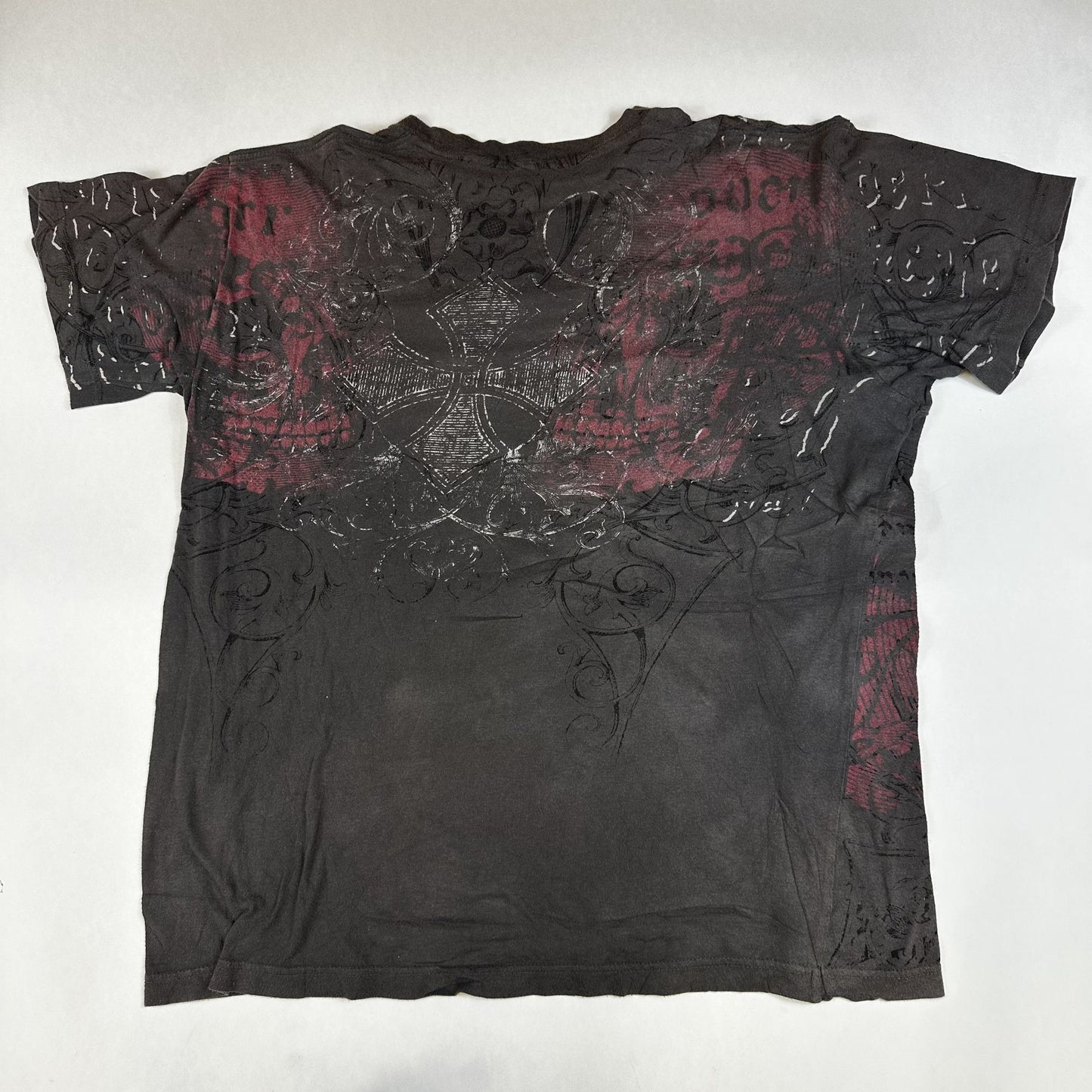 Mens L Premium Quality Black Graphic T-Shirt With Distressed Vintage Wash Design By Custom Rags