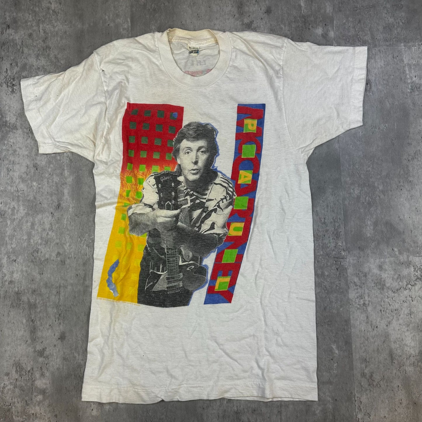 Paul McCartney 1989/90 World Tour Graphic Tee L Screen Stars Vintage 100% Cotton White