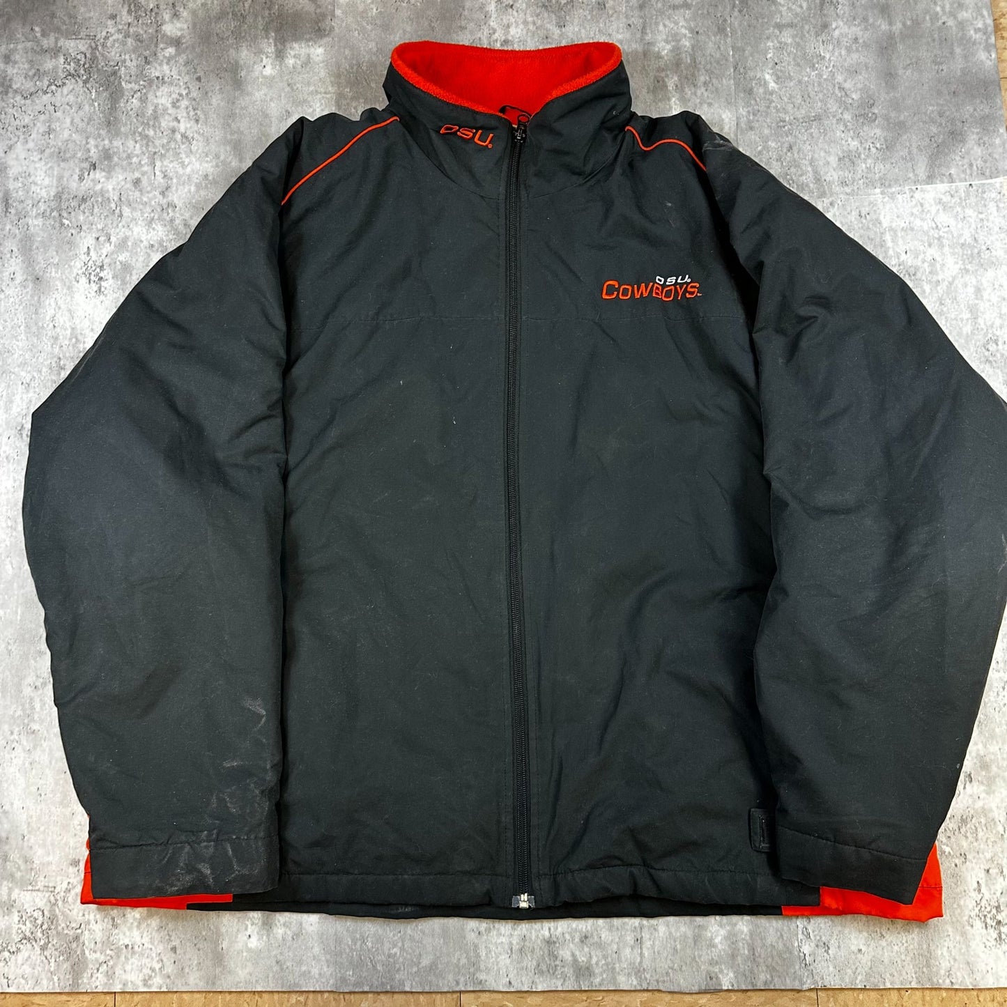 Vintage Oklahoma State University Sports Puffer (XXL)