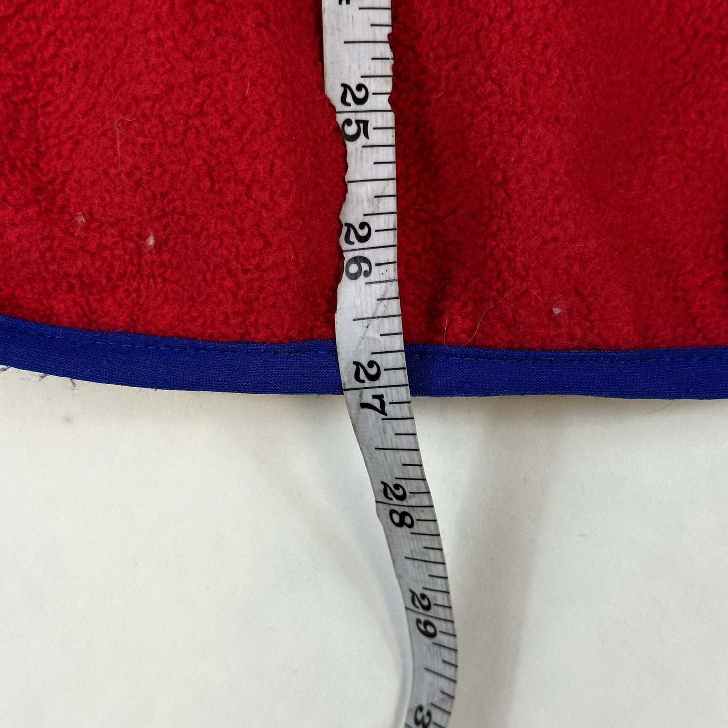 Vintage L.L. Bean Mens Red Fleece Pullover With Blue Trim Large