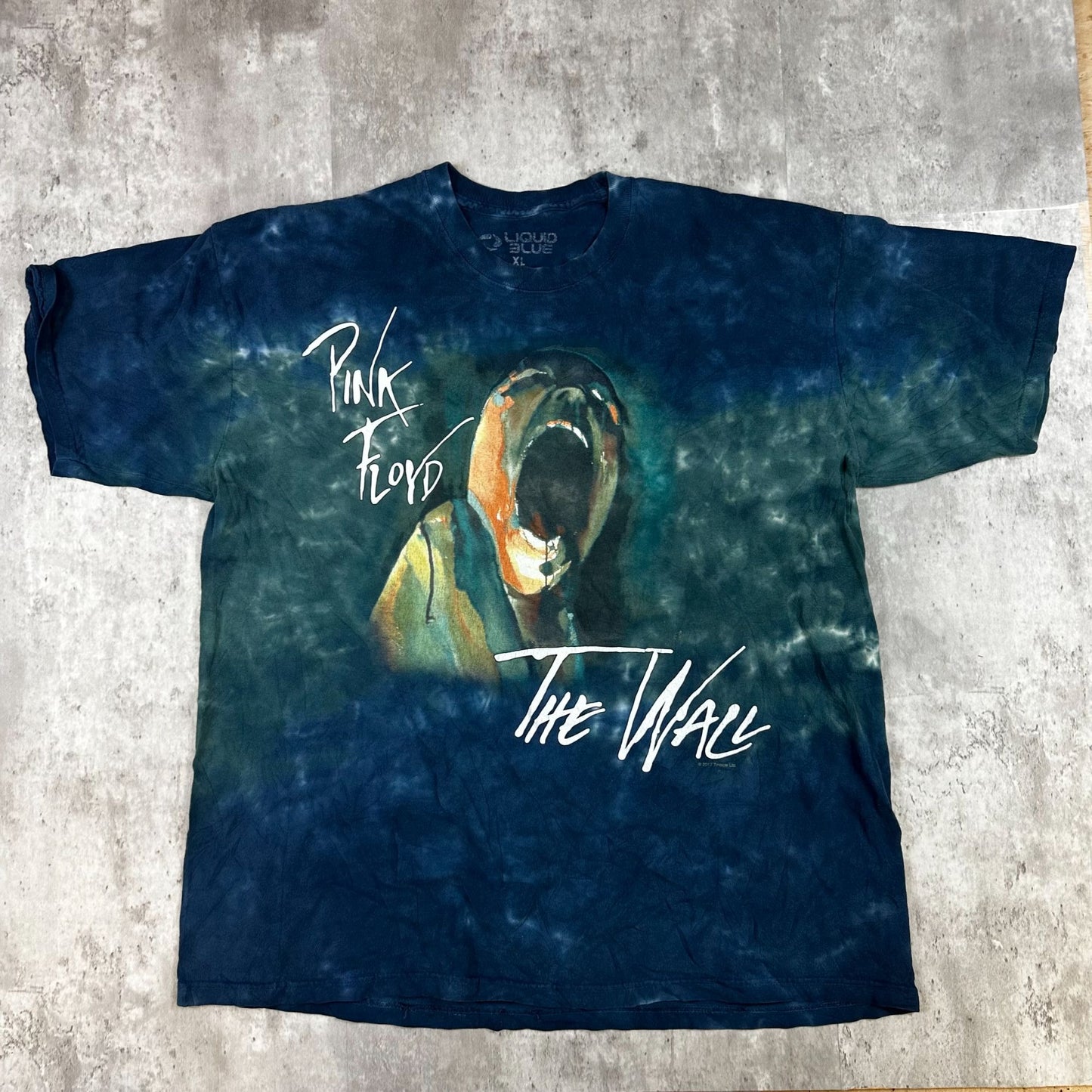 Pink Floyd The Wall Liquid Blue Tie Dye T-Shirt XL 100% Cotton Blue & Green