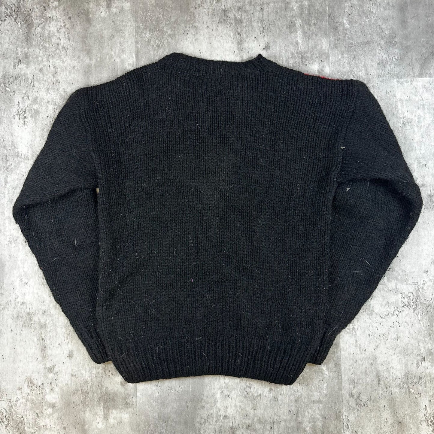 Vintage Woolrich Womens Koala Sweater Black With Red Tree Design Size M 100% Wool Cozy Warm Winter Wear