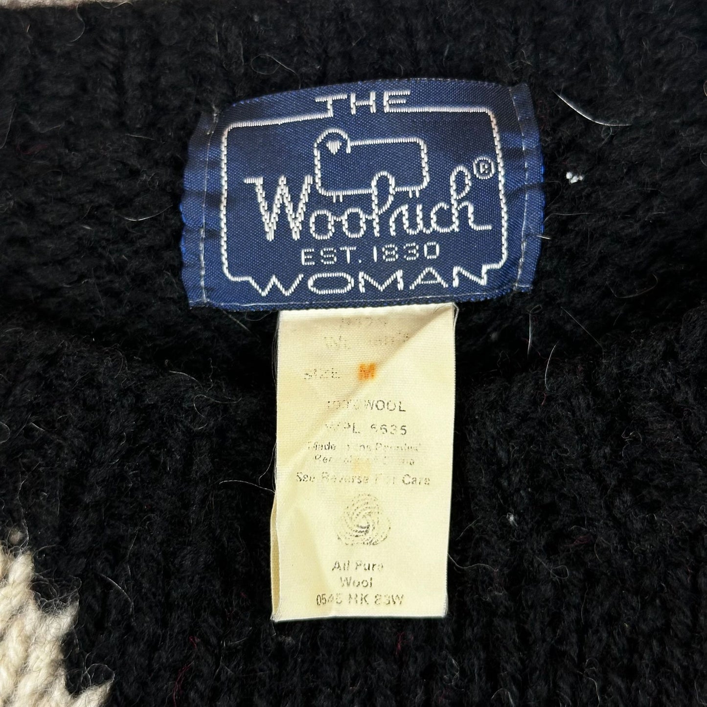 Vintage Woolrich Womens Koala Sweater Black With Red Tree Design Size M 100% Wool Cozy Warm Winter Wear