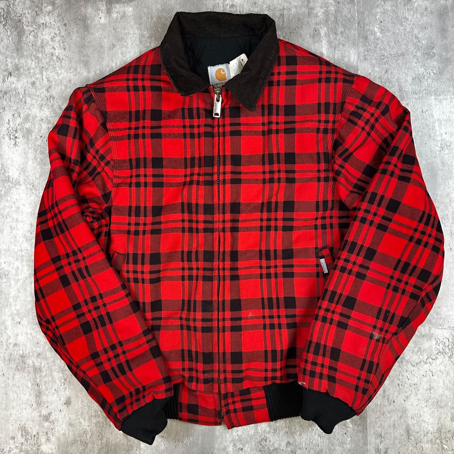 Carhartt Red & Black Plaid Insulated Bomber Jacket Medium