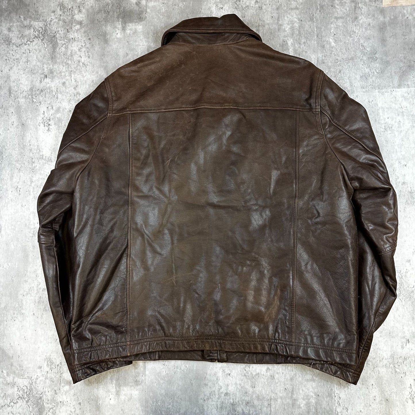 Vintage Brown Leather Tommy Hilfiger Jacket (XL)