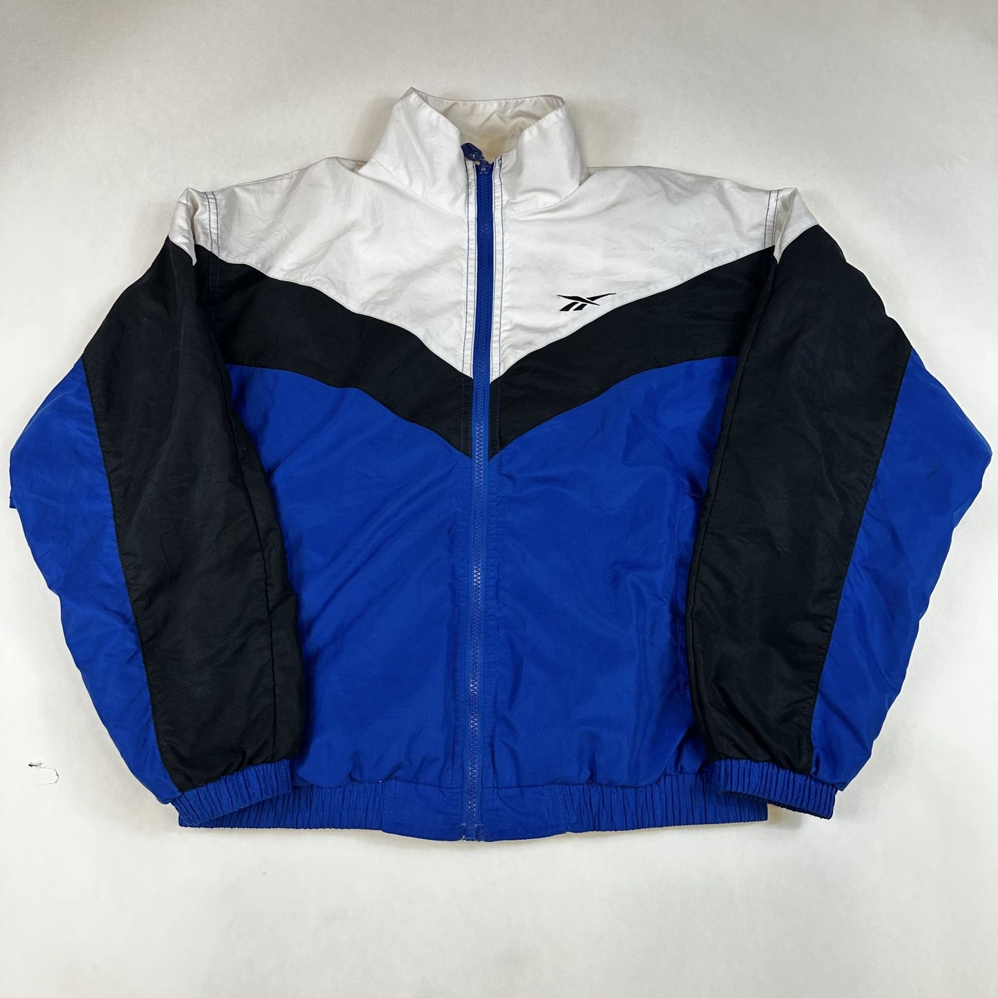 Vintage Reebok Colorblock Windbreaker Jacket S Blue/Black/White Polyester Blend