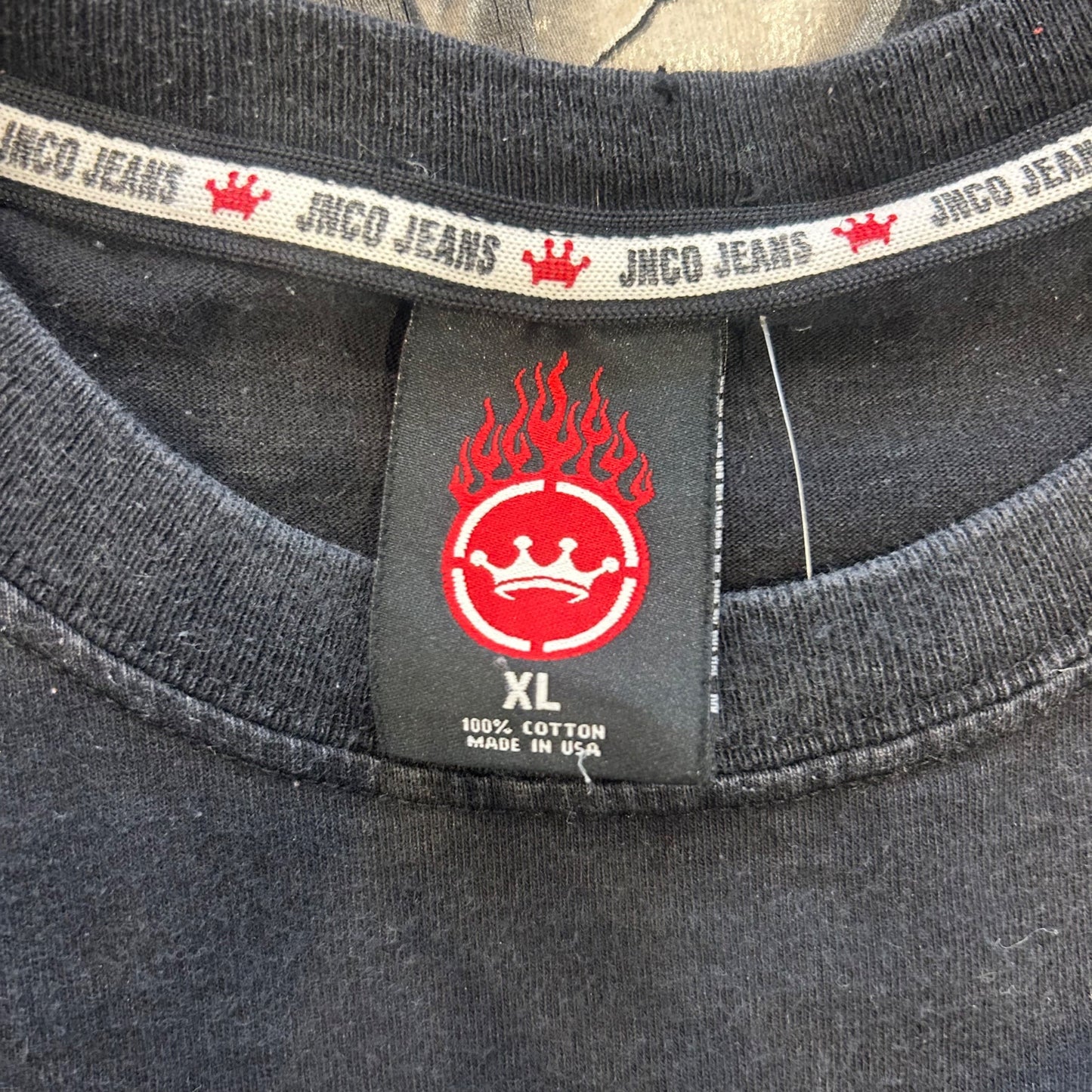 Vintage Jnco Jeans Black Skull Flame T Shirt XL
