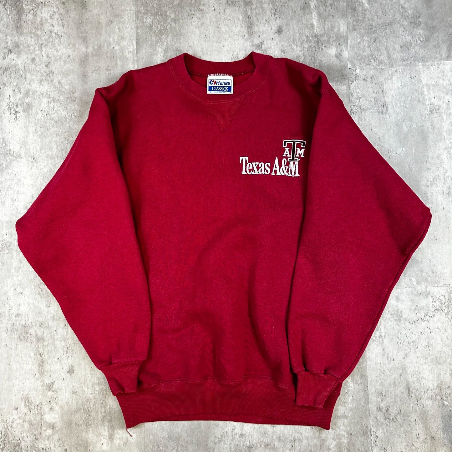 Vintage Hanes Classics Texas A&M Maroon Crewneck Sweatshirt M Made In USA