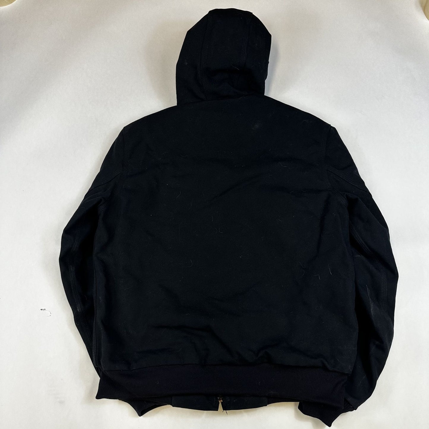 Carhartt Black Hooded Full-Zip Jacket With Embroidered Logos Mens S Cotton/Polyester Blend