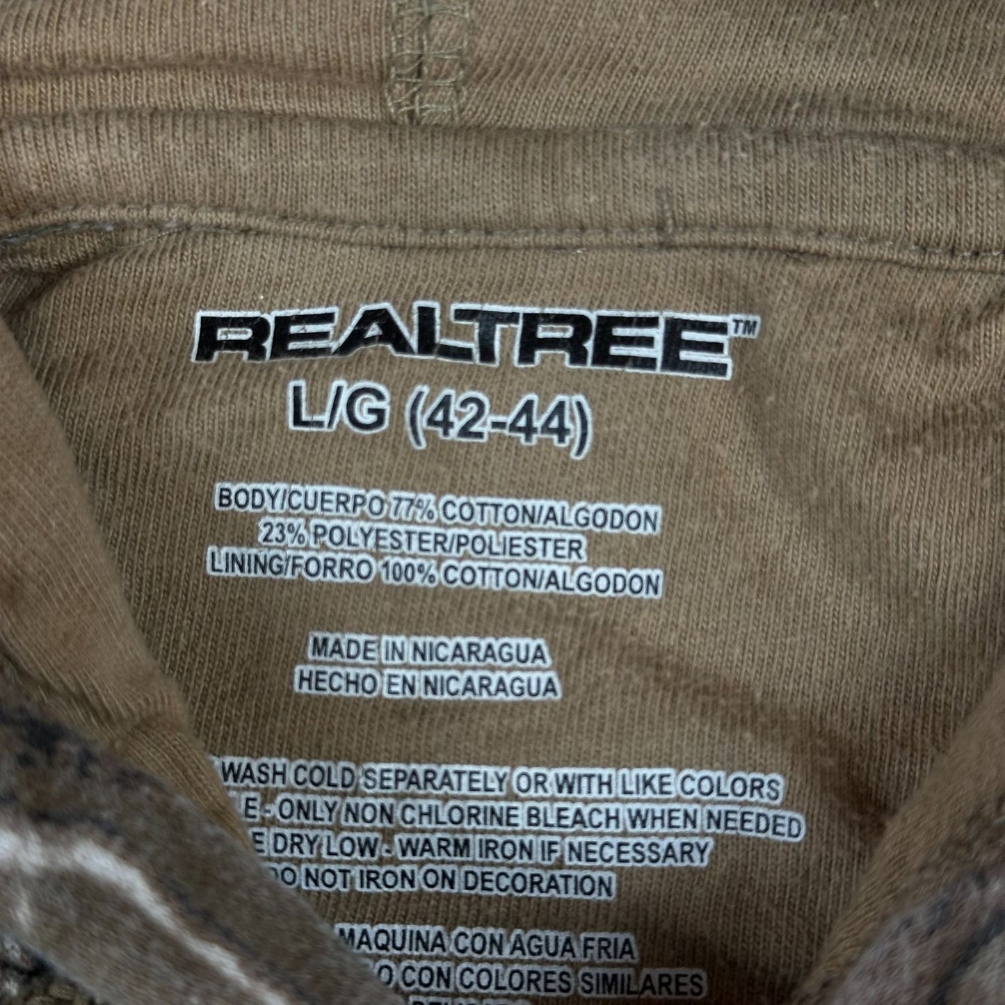 Team Realtree Camouflage Hoodie L/G (42-44) Cotton/Polyester Blend