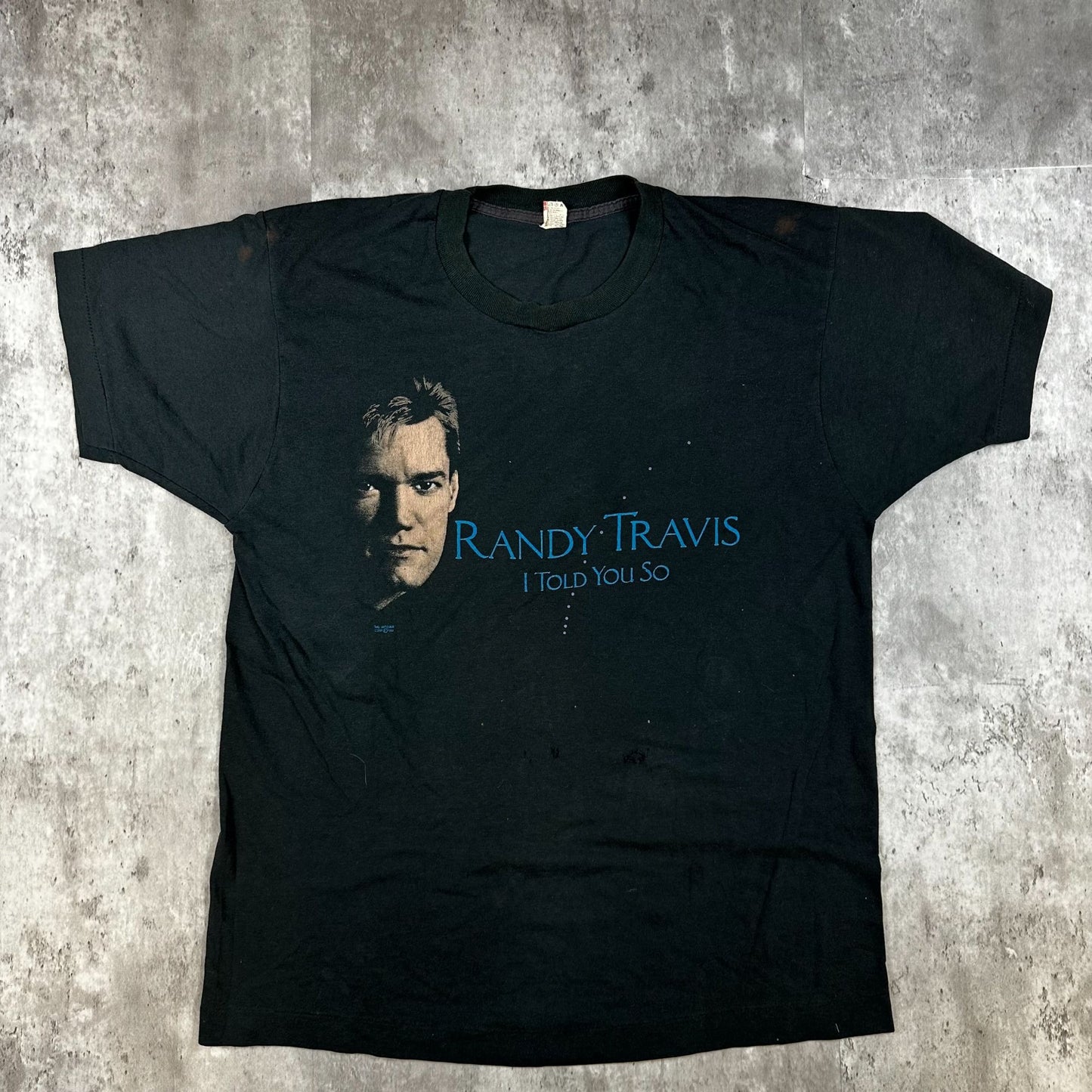 Randy Travis I Told You So 1980s Vintage T-Shirt Black Short Sleeve Band Tee 50/50 Cotton Polyester Made In USA XL
