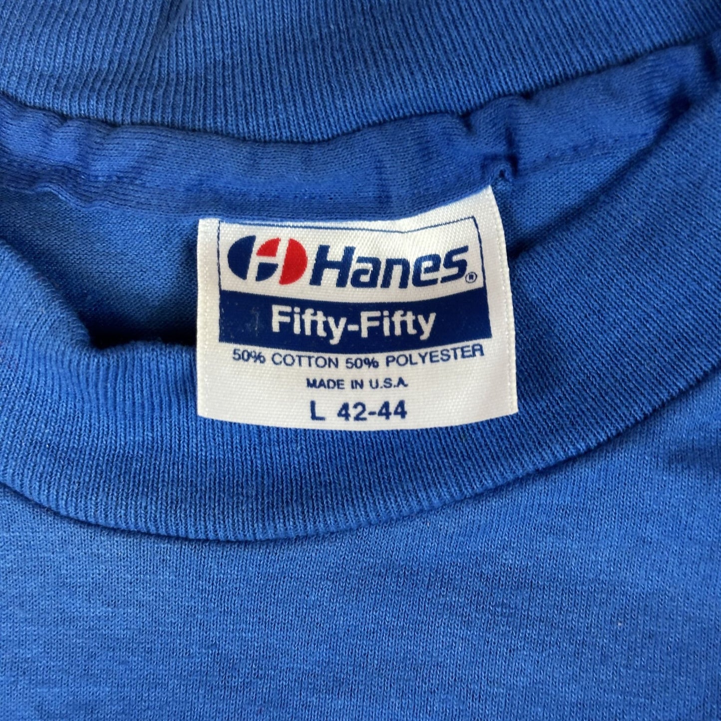 Vintage Hanes California Faults Graphic T-Shirt L 42-44 Blue 50/50 Cotton/Polyester USA Made