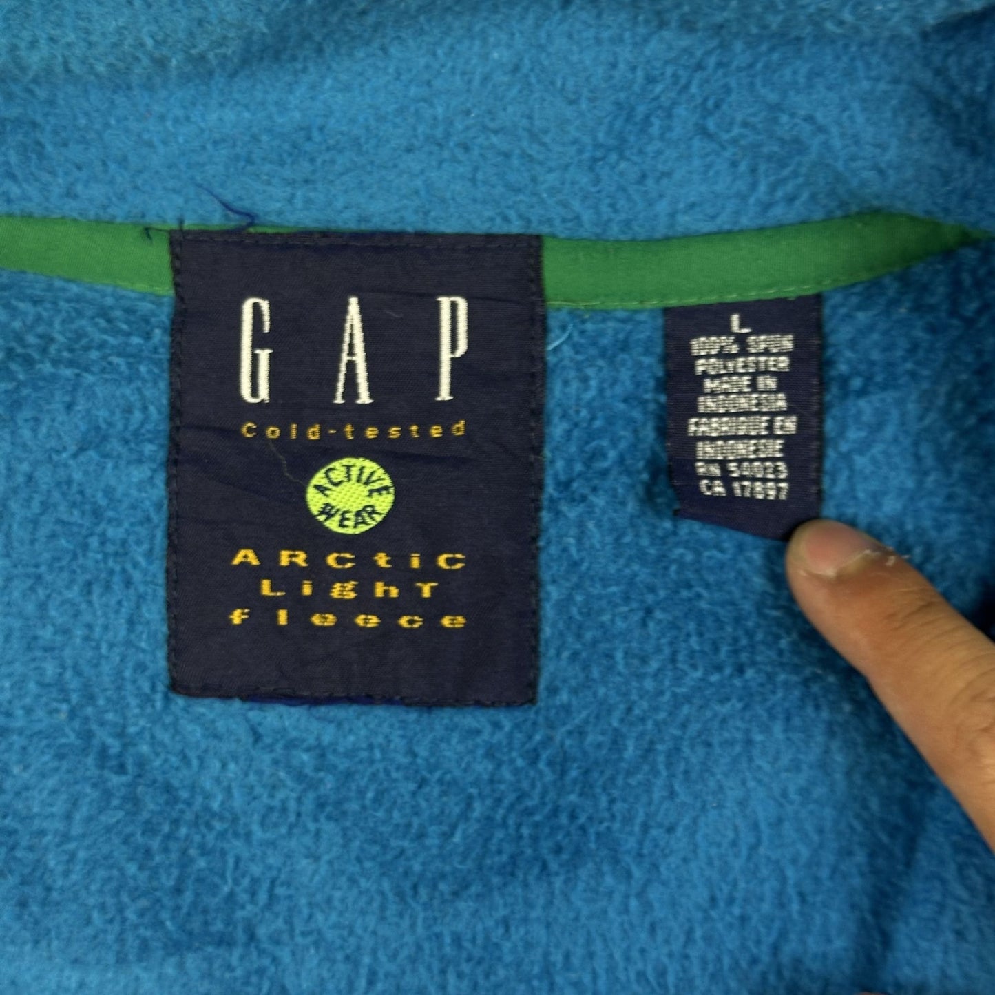 Gap Arctic Light Fleece Pullover Jacket L Blue/Green 100% Polyester Cold-Tested Activewear