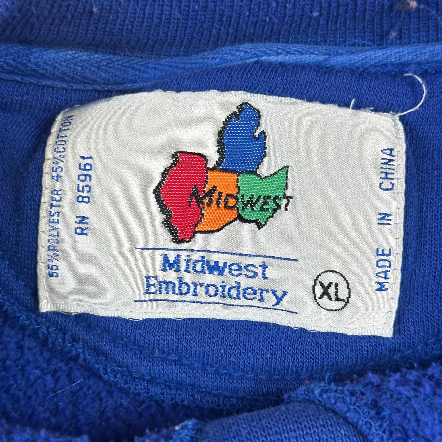 Vintage Blue Devils Sweatshirt XL Midwest Embroidery 50/50 Cotton Polyester Crewneck Made In China